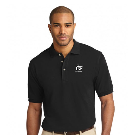 Black Cotton Polo Embroidered Shirt